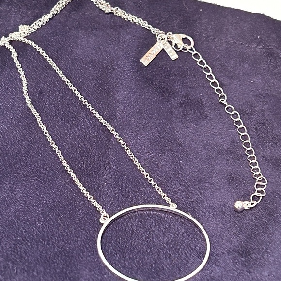 ✨Beautiful Delicate Rare Lele Sadoughi Silver Circle Necklace - Picture 7 of 16